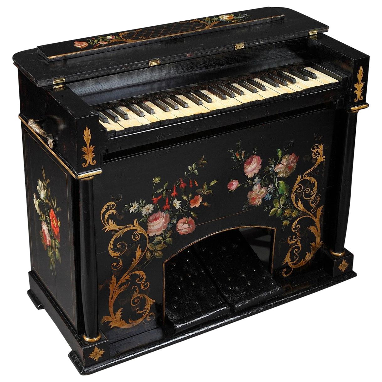 19th Century Napoleon III Pedal Harmonium with Floral Decoration