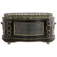 19th Century Napoleon III Period Black Lacquer Jardiniere, Cachepot, Planter