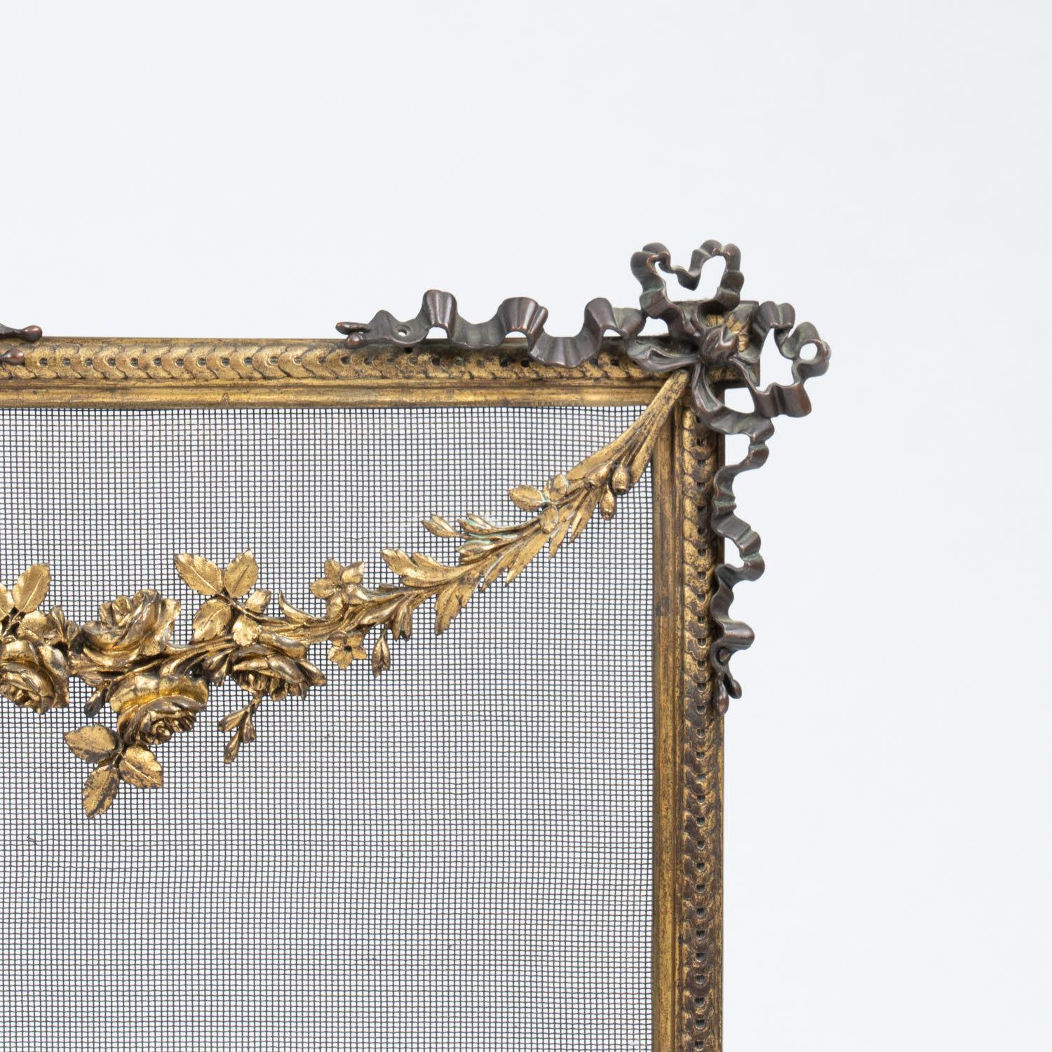 Gilt 19th Century Napoleon III Period Bronze Mantel Screen. For Sale
