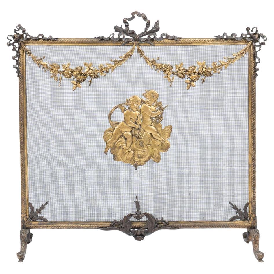 19th Century Napoleon III Period Bronze Mantel Screen.