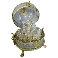 19th century Napoleon III Period Crystal and Bronze Liquor Cellar