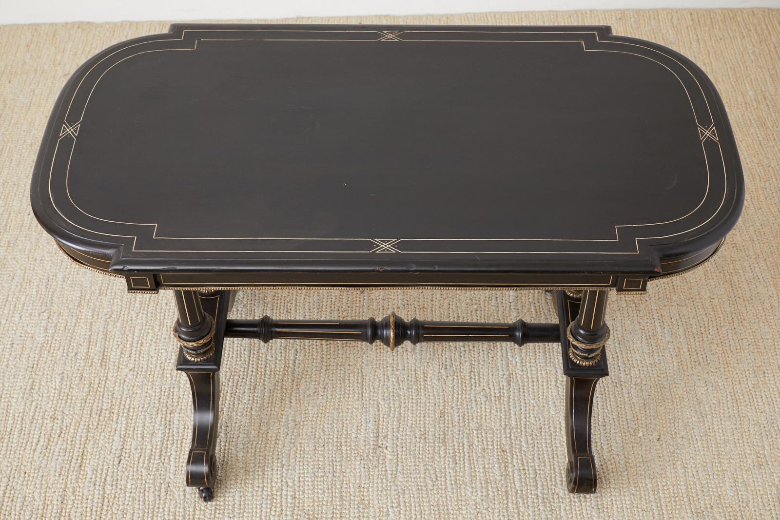 Wood 19th Century Napoleon III Period Ebonized Center Table