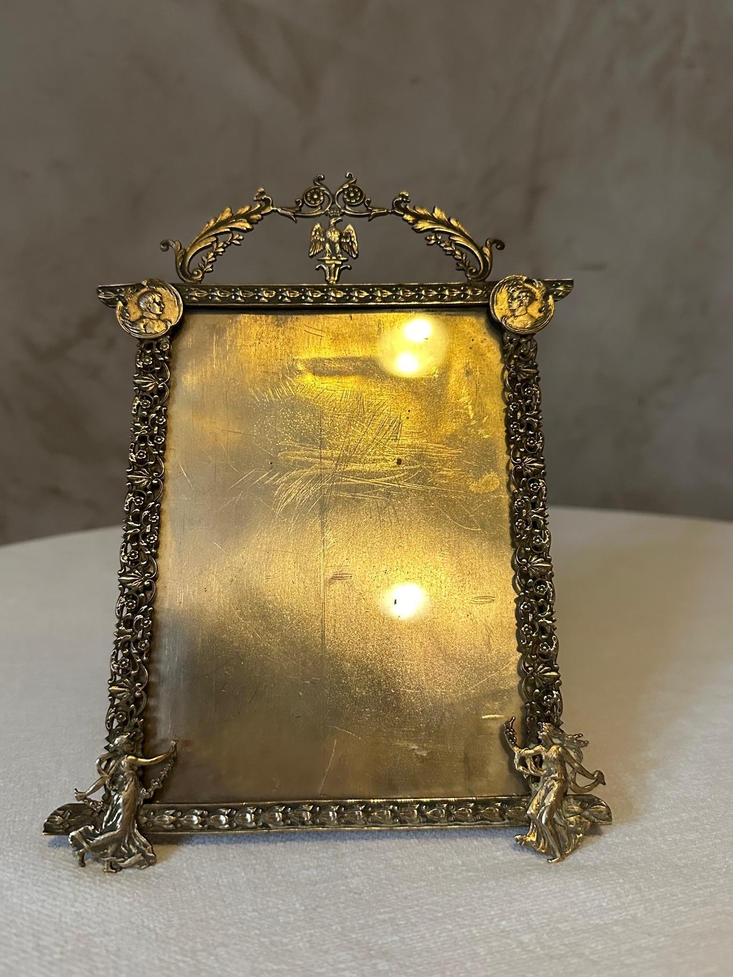 French 19th century Napoleon III Period Gilded Brass Picture Frame For Sale