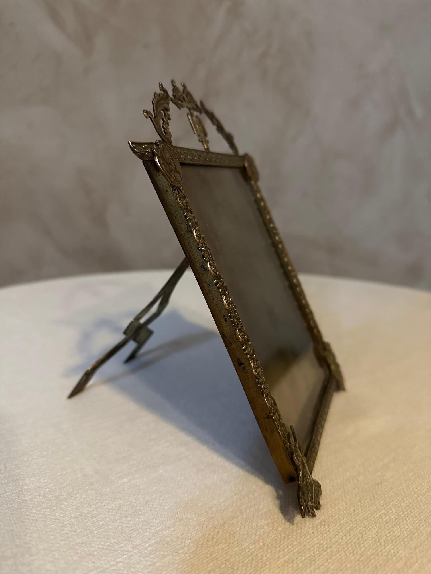 19th century Napoleon III Period Gilded Brass Picture Frame For Sale 4