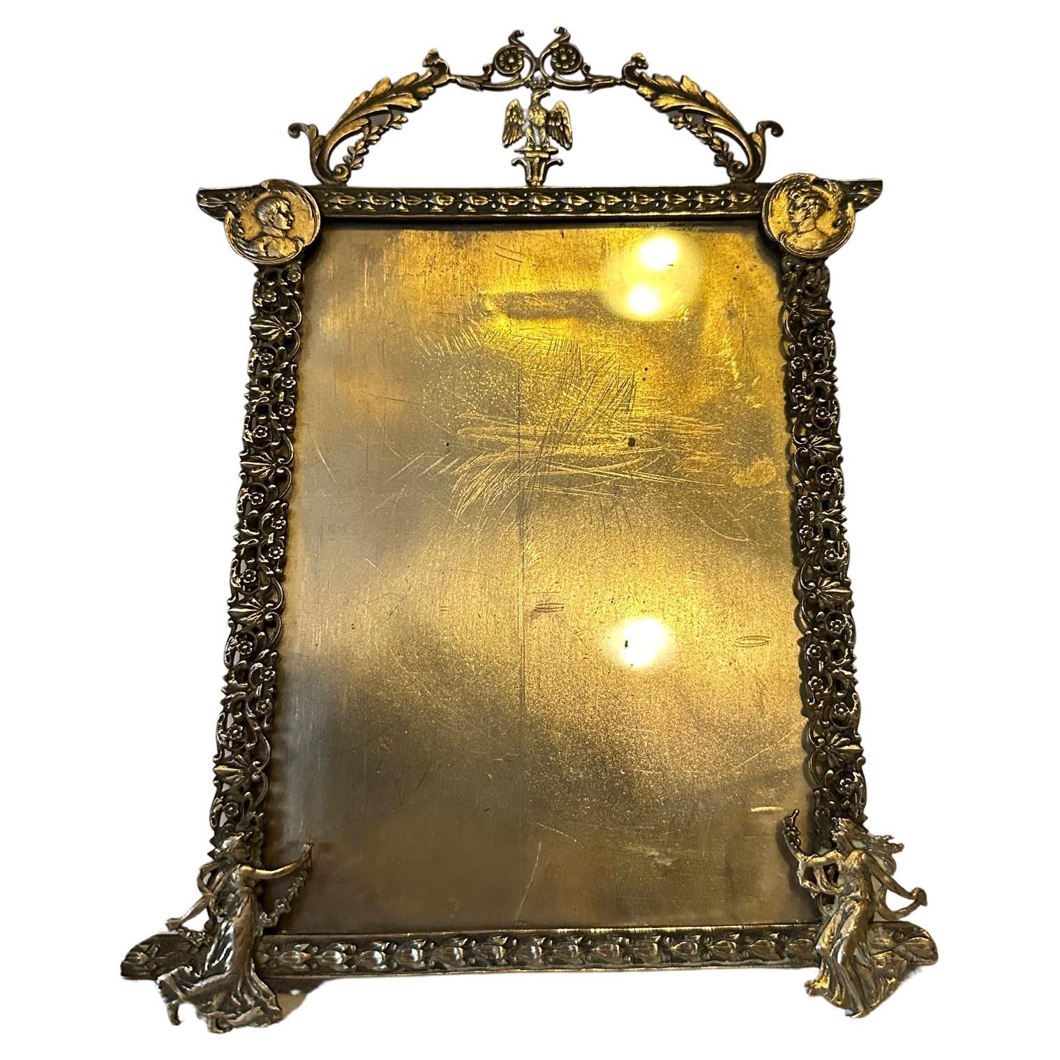 19th century Napoleon III Period Gilded Brass Picture Frame For Sale