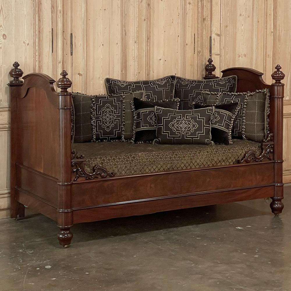19th Century Napoleon III Period mahogany wall bed is a superbly well-preserved example of French style and ingenuity from the Second Empire! Hand-crafted from exotic imported mahogany, it features a symmetrical design, with mirror image side boards