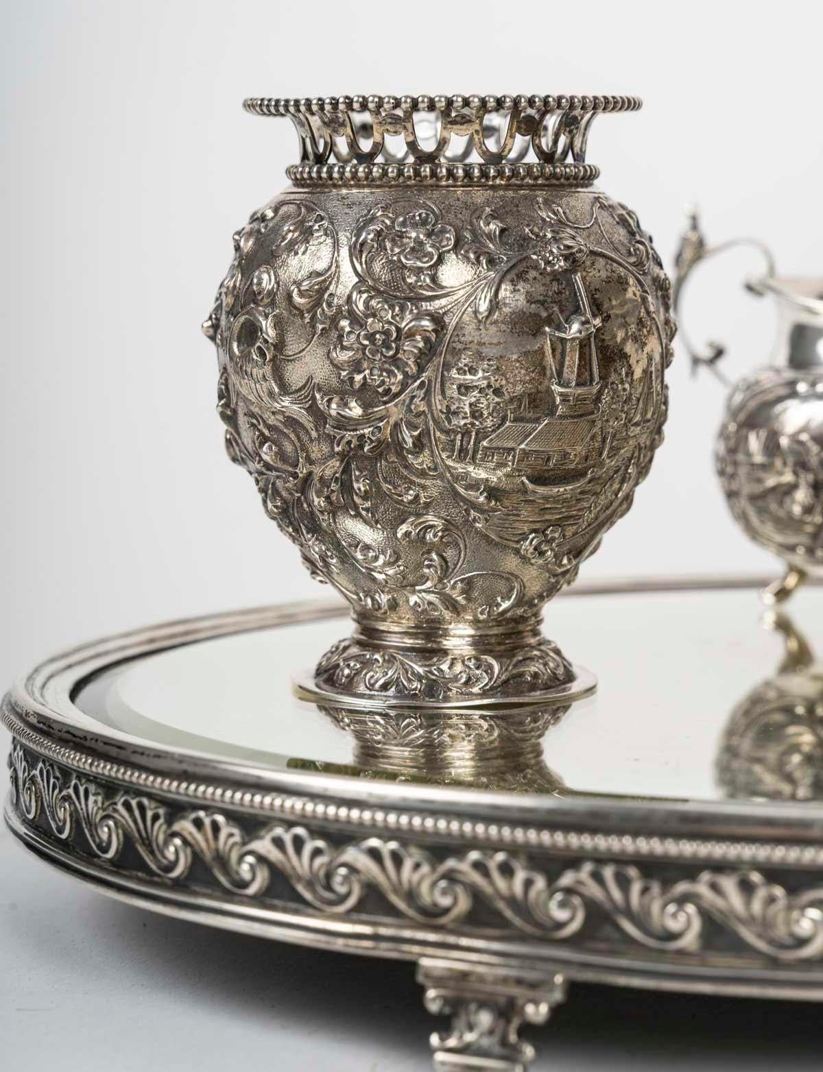 XIXe siècle Service à thé en argent massif d'époque Napoléon III, 19e siècle. en vente