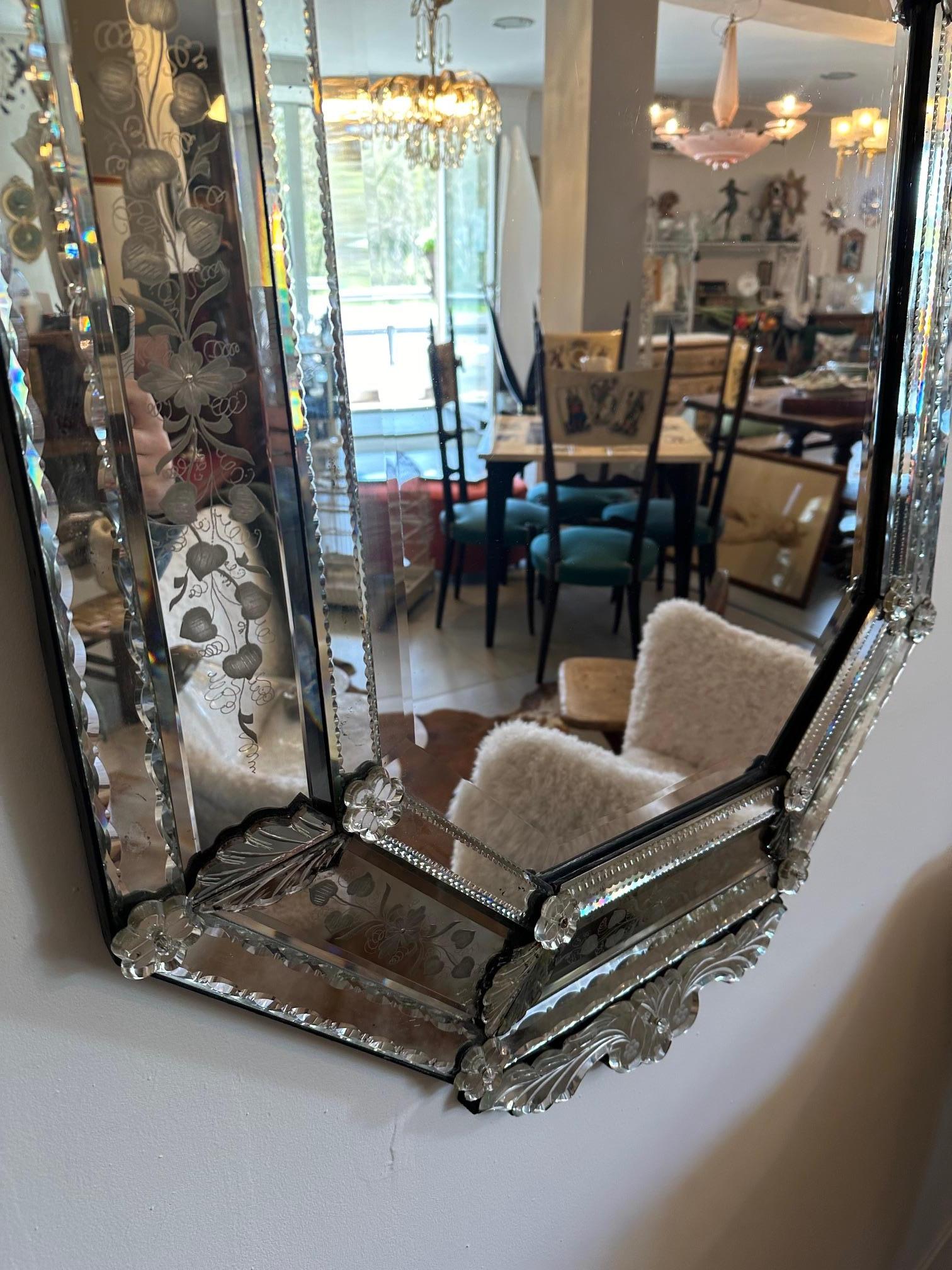 19th century Napoleon III Period Venitian Mirror, 1870s In Good Condition For Sale In LEGNY, FR