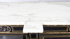 19th Century Napoleon III Pietra Dura Ebonised Credenza