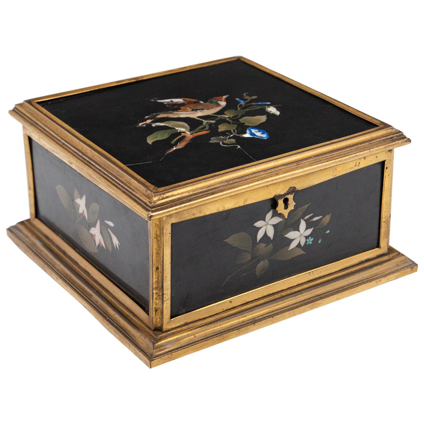 19th Century Napoleon III Pietra Dura Jewelry Box