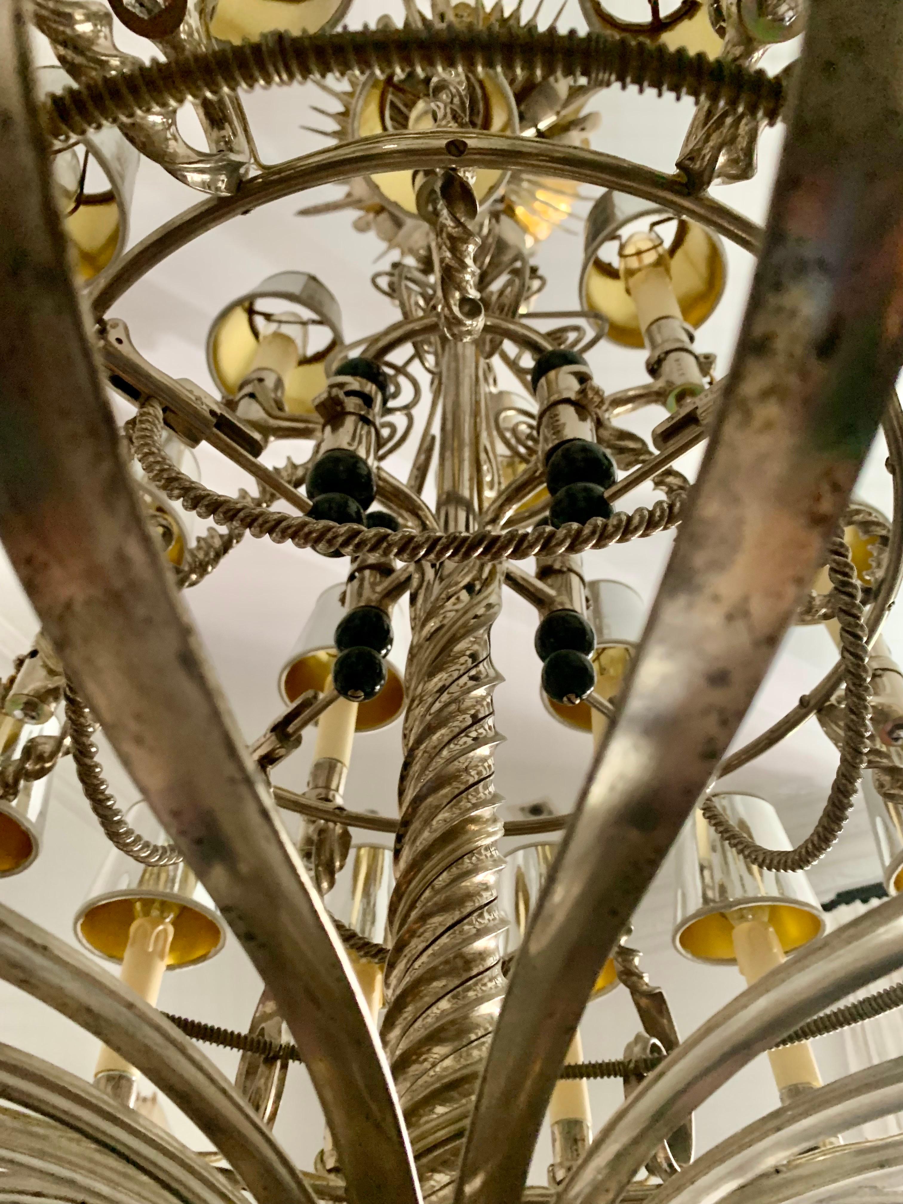 19th Century Napoleon III Rifle Bayonet Steel Brass Bronze Pendant Chandelier For Sale 7