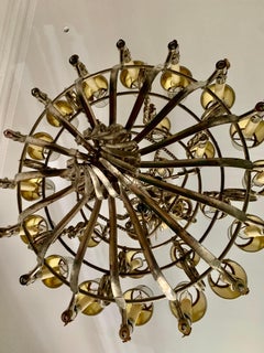 19th Century Napoleon III Rifle Bayonet Steel Brass Bronze Pendant Chandelier