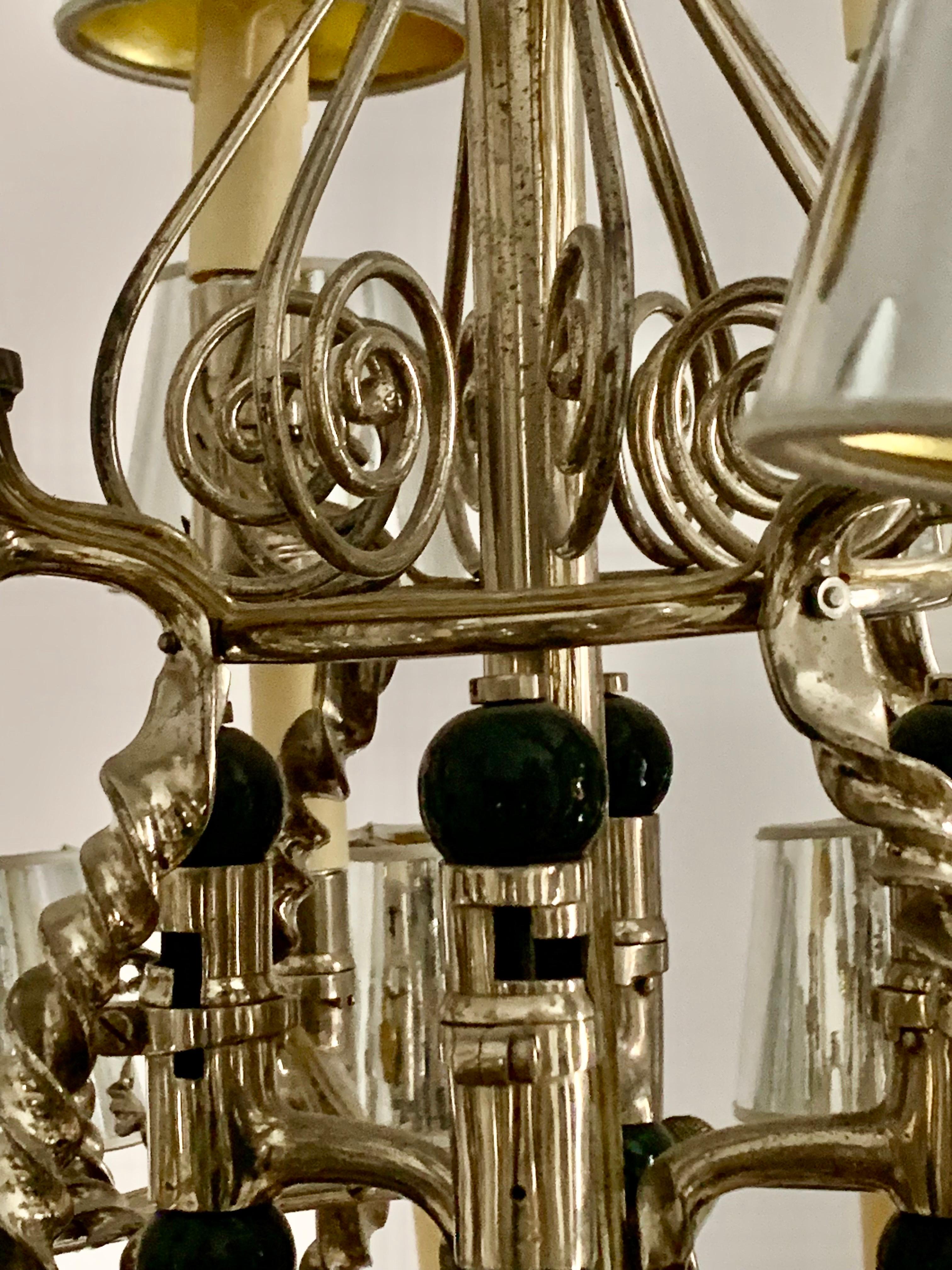 Gilt 19th Century Napoleon III Rifle Bayonet Steel Brass Bronze Pendant Chandelier For Sale