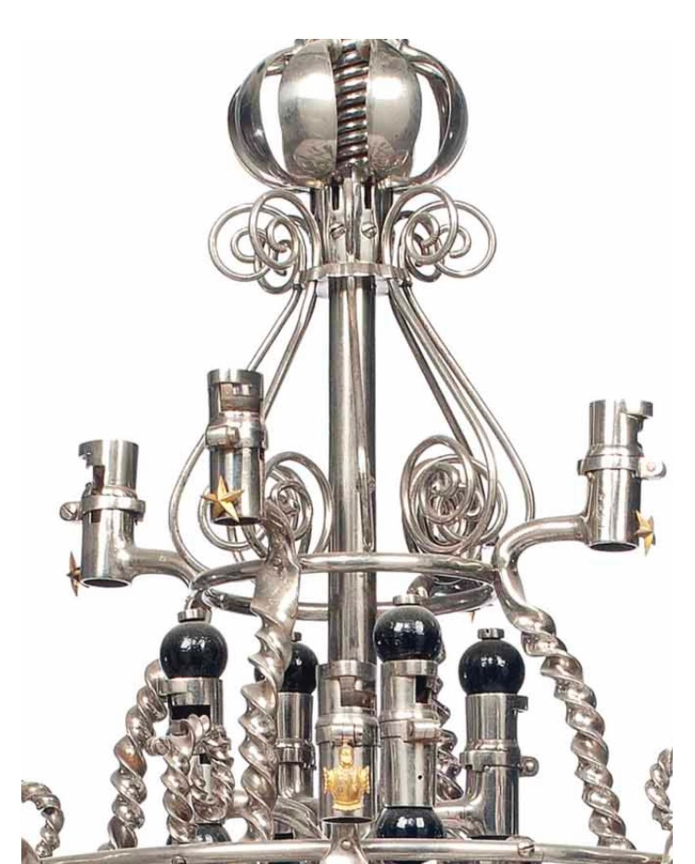 19th Century Napoleon III Rifle Bayonet Steel Brass Bronze Pendant Chandelier For Sale 2