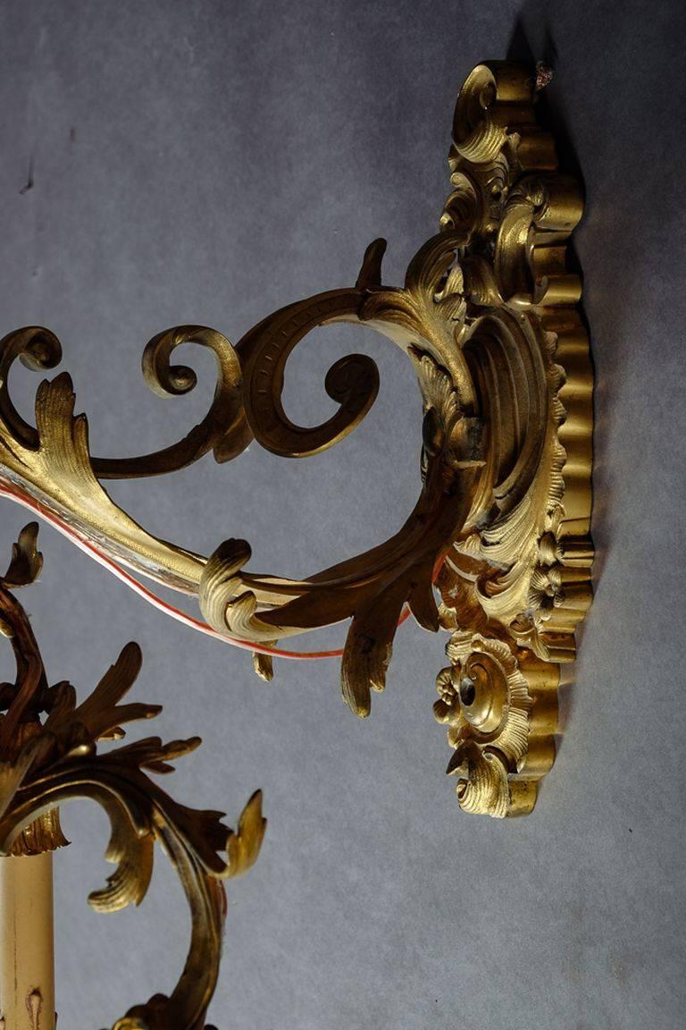 19th Century Napoleon III Rococo Pair of Monumental Wall Appliques For Sale 4