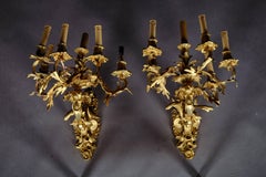Paar monumentale Wandapplikationen im Napoleon-III-Rokoko-Stil des 19. Jahrhunderts
