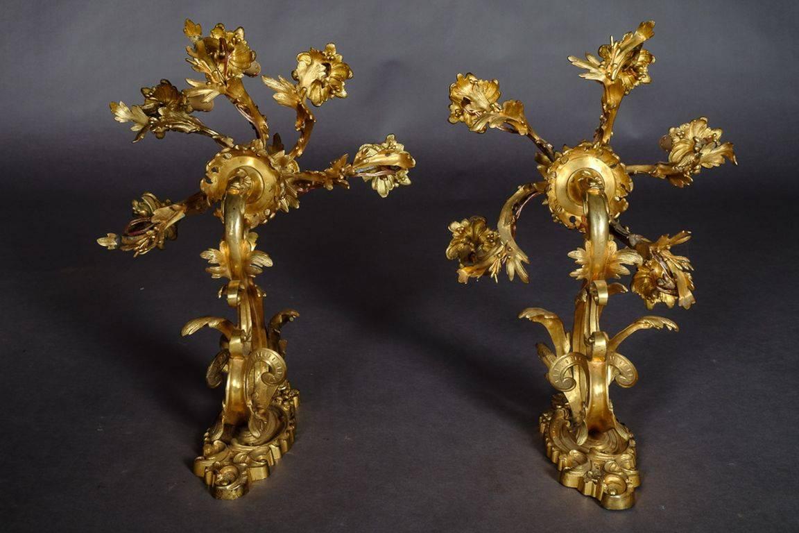 19th Century Napoleon III Rococo Pair of Monumental Wall Appliques In Good Condition For Sale In Berlin, DE