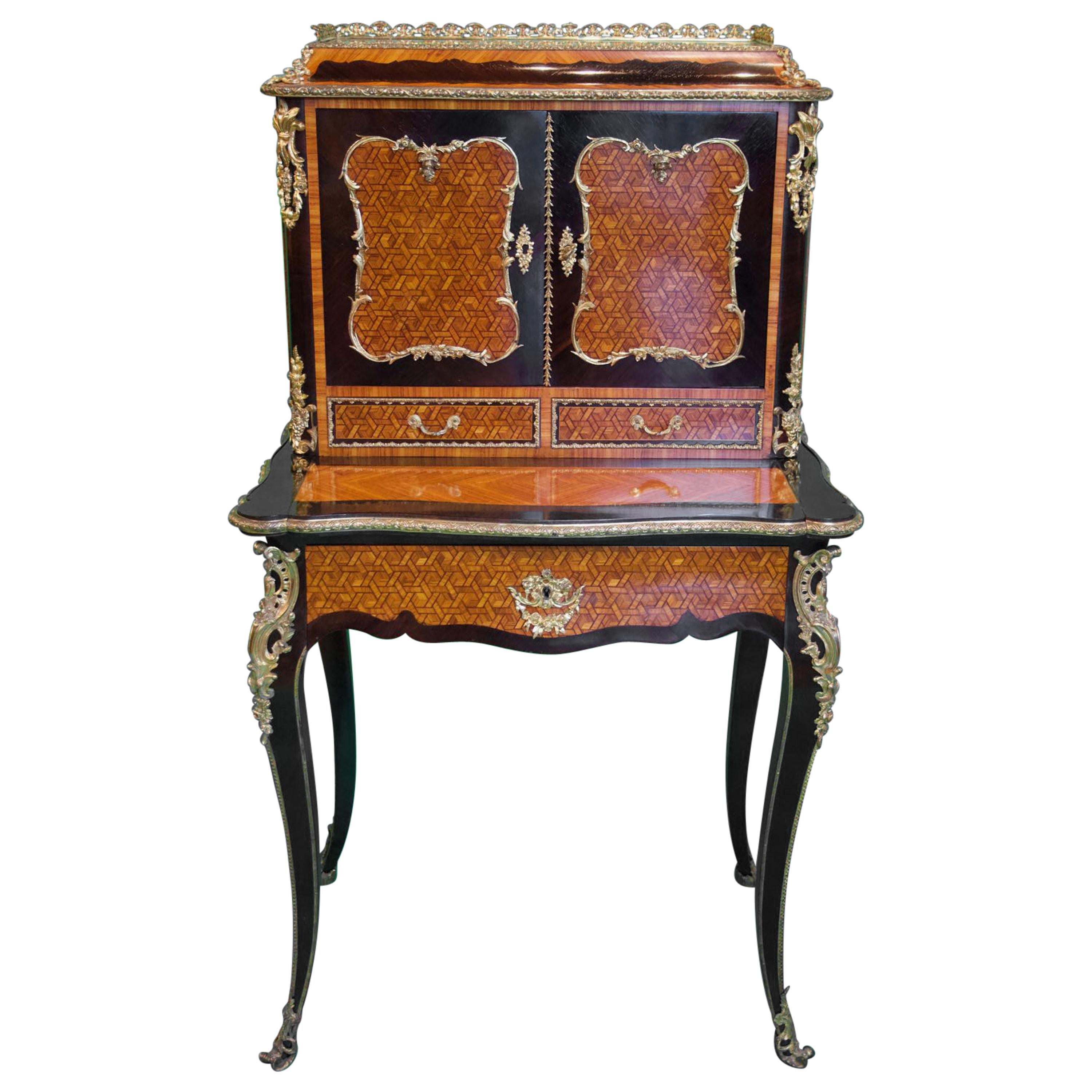 19th Century French Napoleon III Rosewood and Kingwood  Writing Table, 1850s