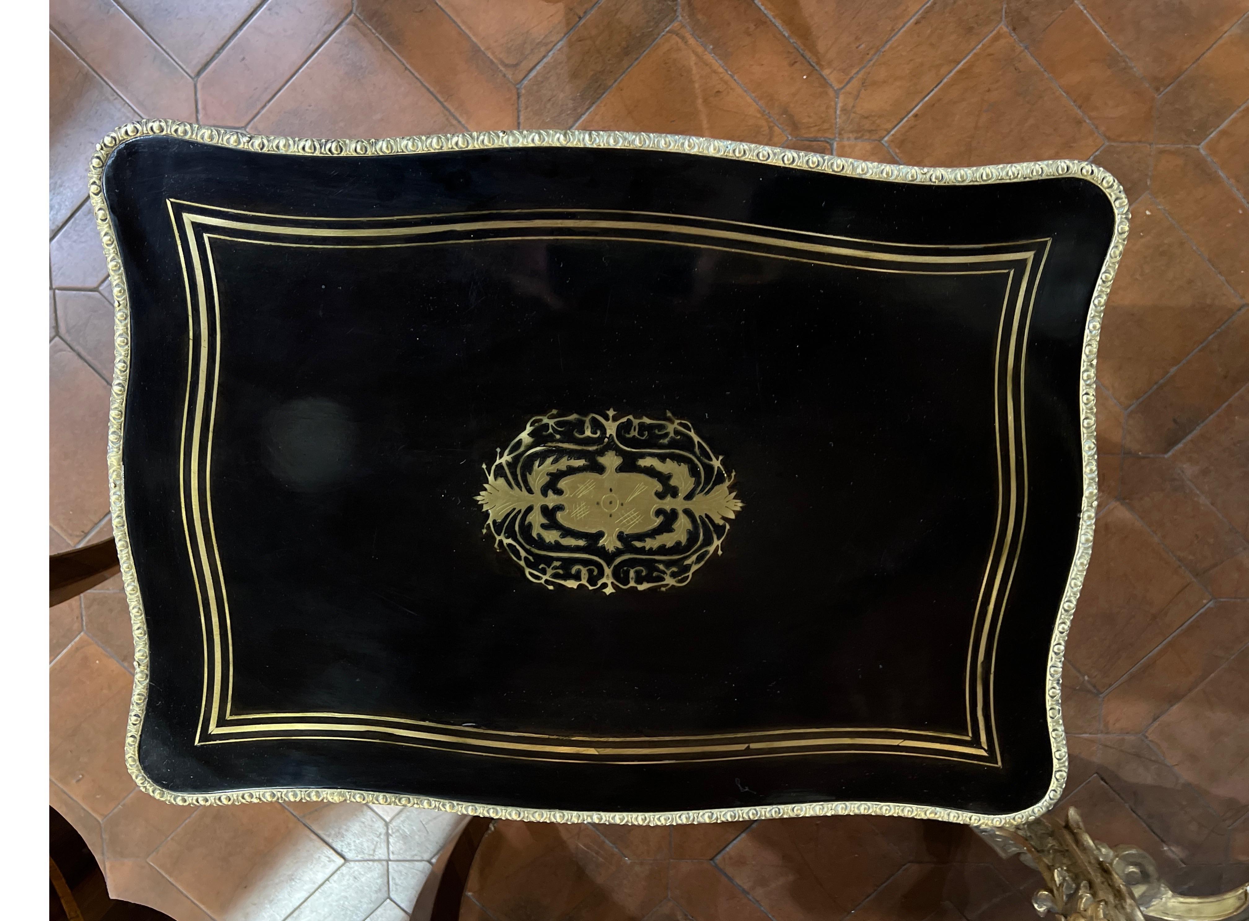 French 19th Century Napoleon III Rosewood Blackned Vanity Table Signed Diehl Paris 1800