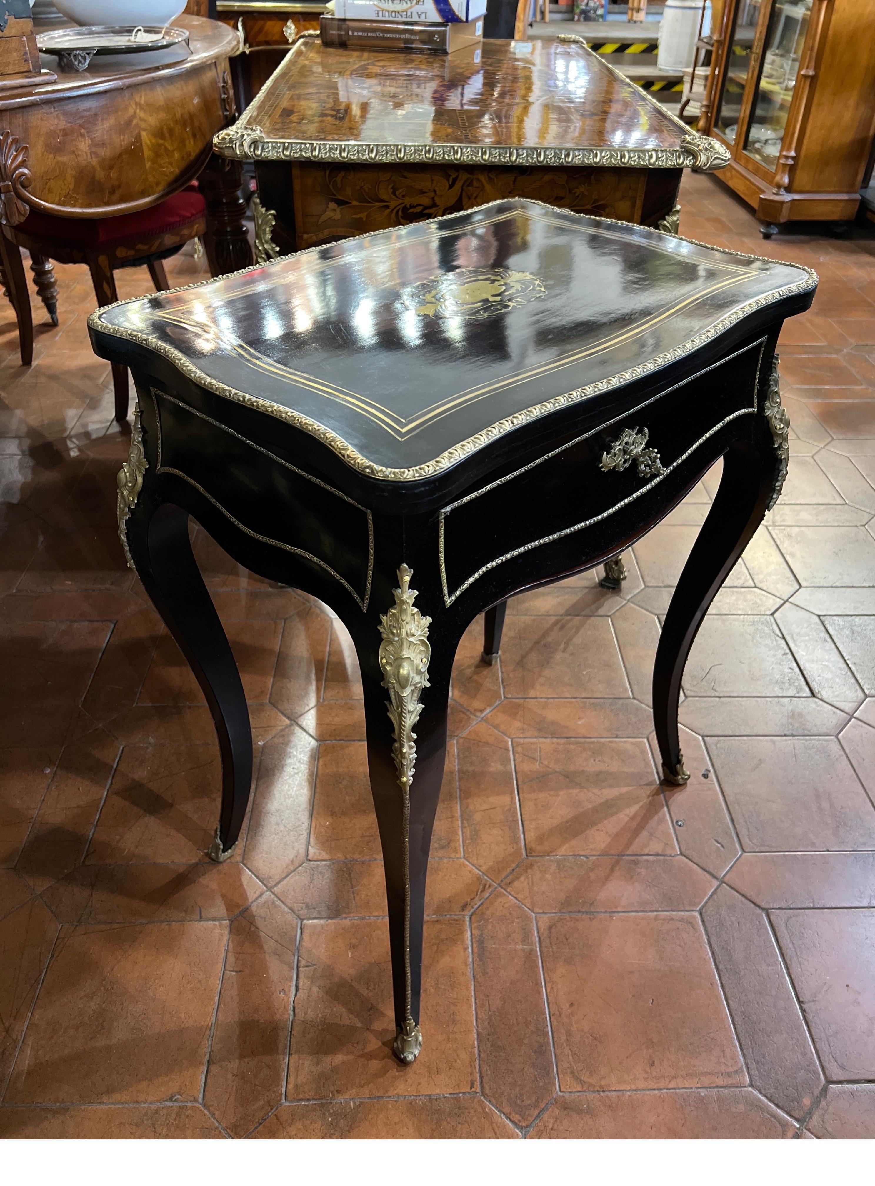 19th Century Napoleon III Rosewood Blackned Vanity Table Signed Diehl Paris 1800 In Good Condition In Roma, RM