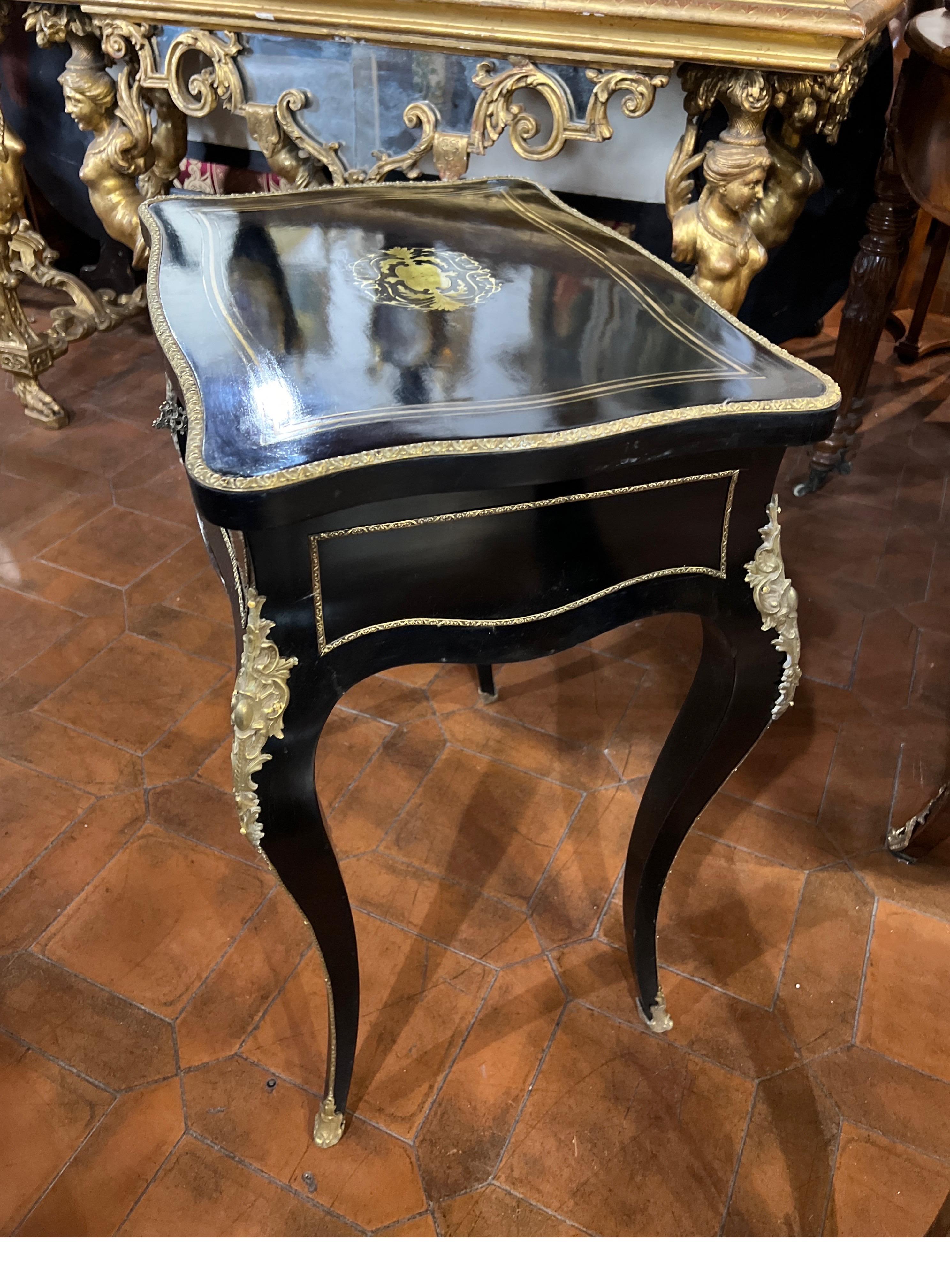 Mid-19th Century 19th Century Napoleon III Rosewood Blackned Vanity Table Signed Diehl Paris 1800