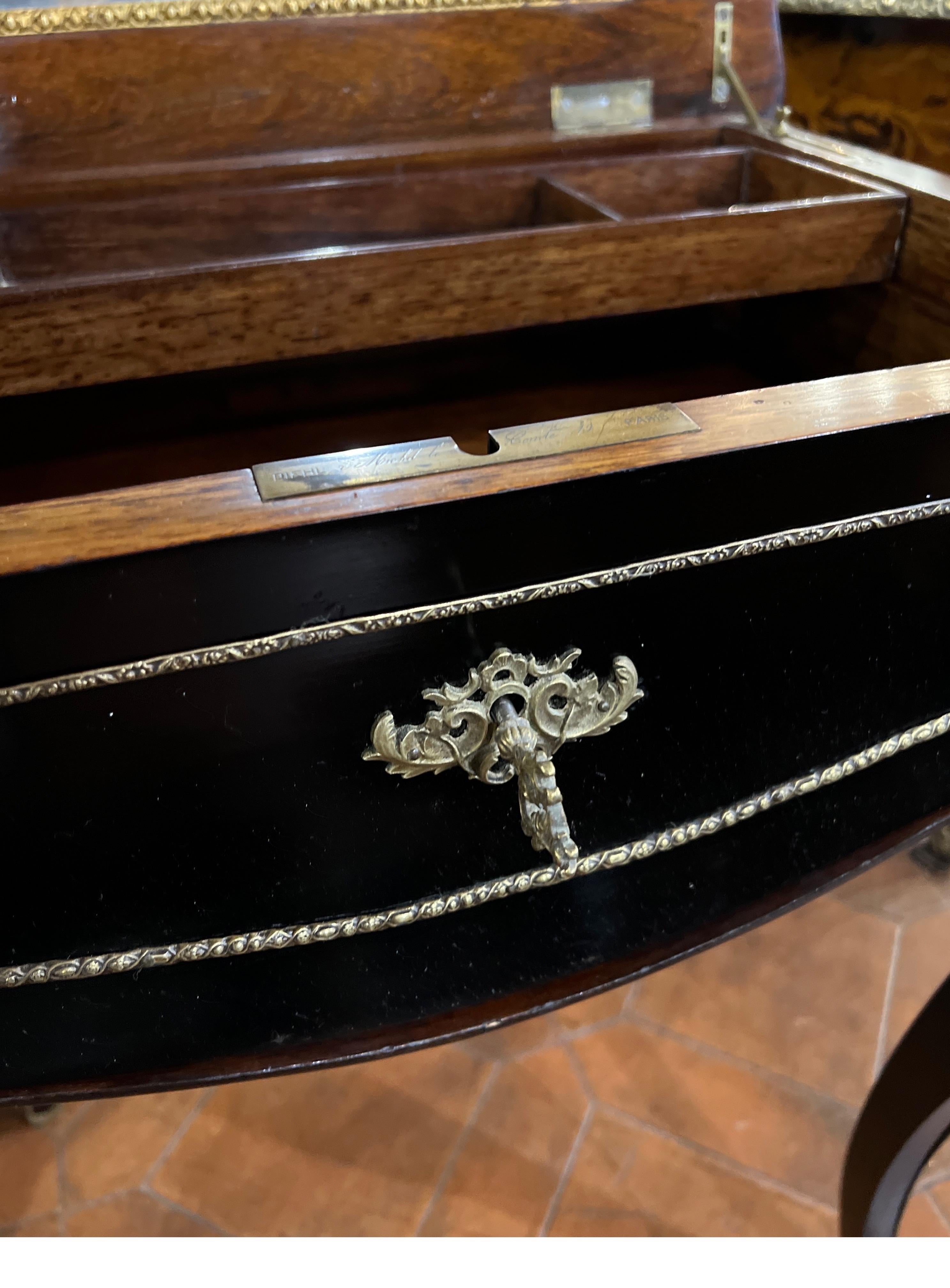 19th Century Napoleon III Rosewood Blackned Vanity Table Signed Diehl Paris 1800 1