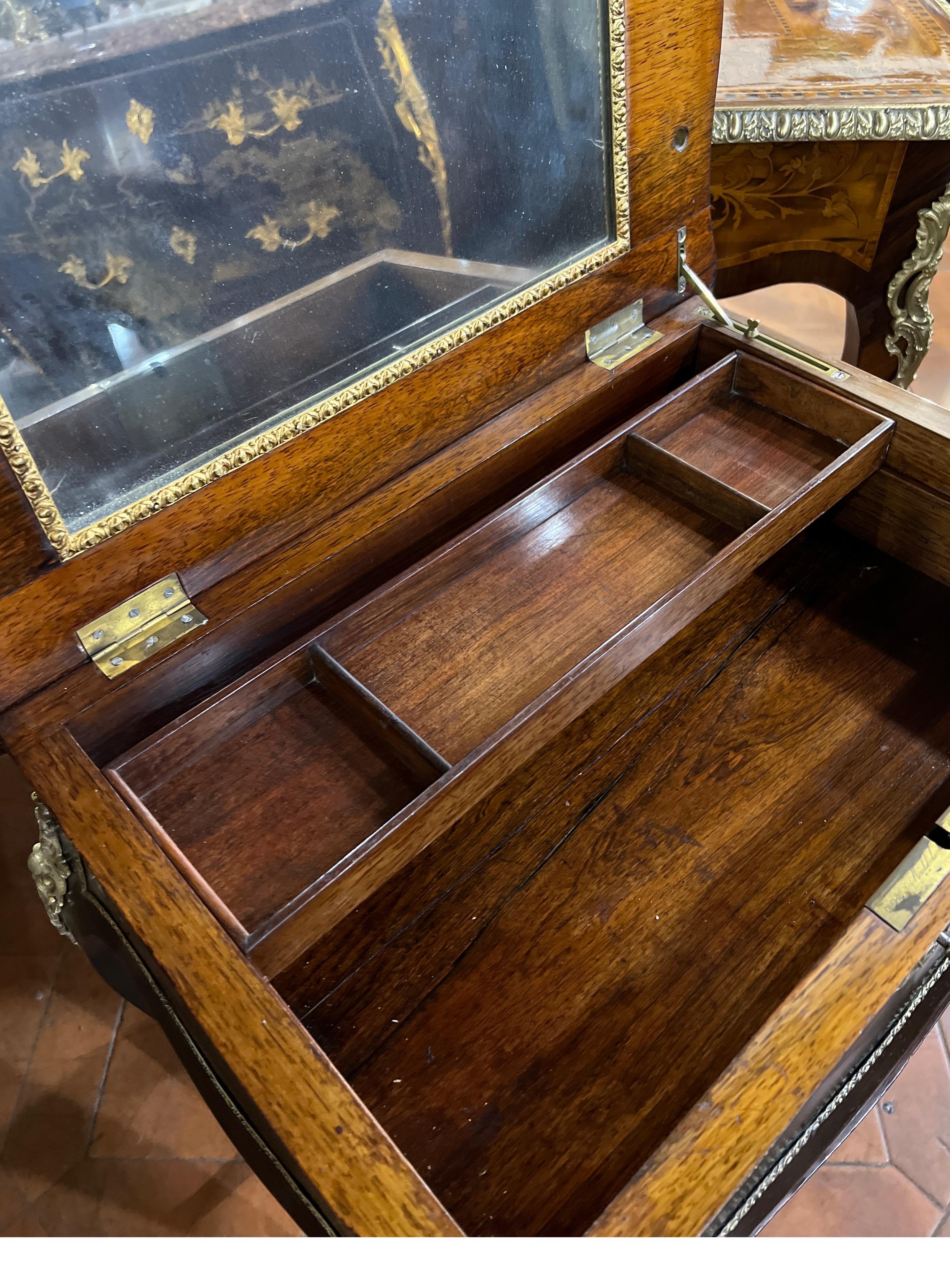 19th Century Napoleon III Rosewood Blackned Vanity Table Signed Diehl Paris 1800 2