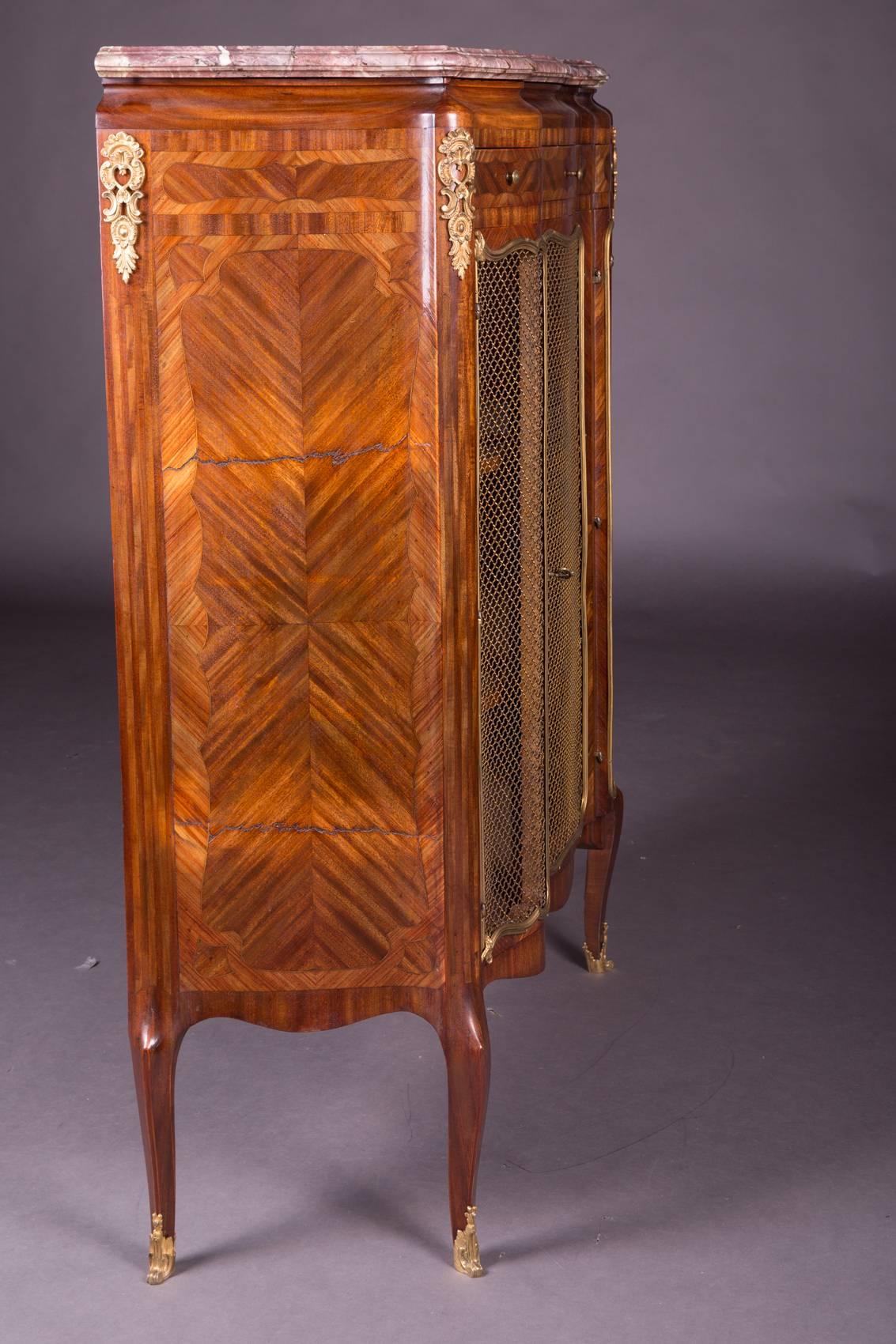 French 19th Century Napoleon III Rosewood Curved-Legs Side Cabinet Commode For Sale