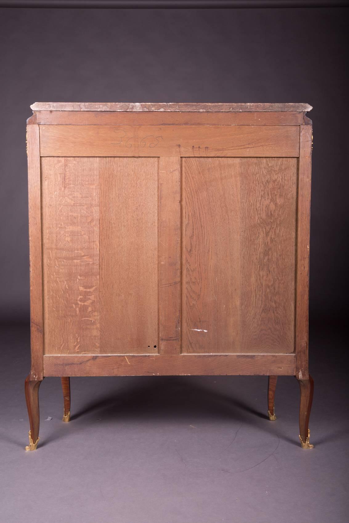 19th Century Napoleon III Rosewood Curved-Legs Side Cabinet Commode For Sale 3