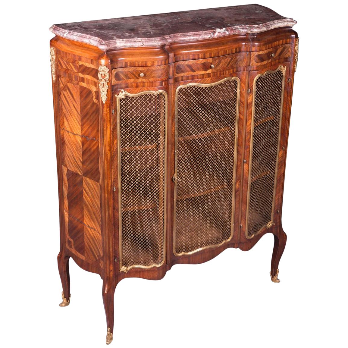 19th Century Napoleon III Rosewood Curved-Legs Side Cabinet Commode For Sale