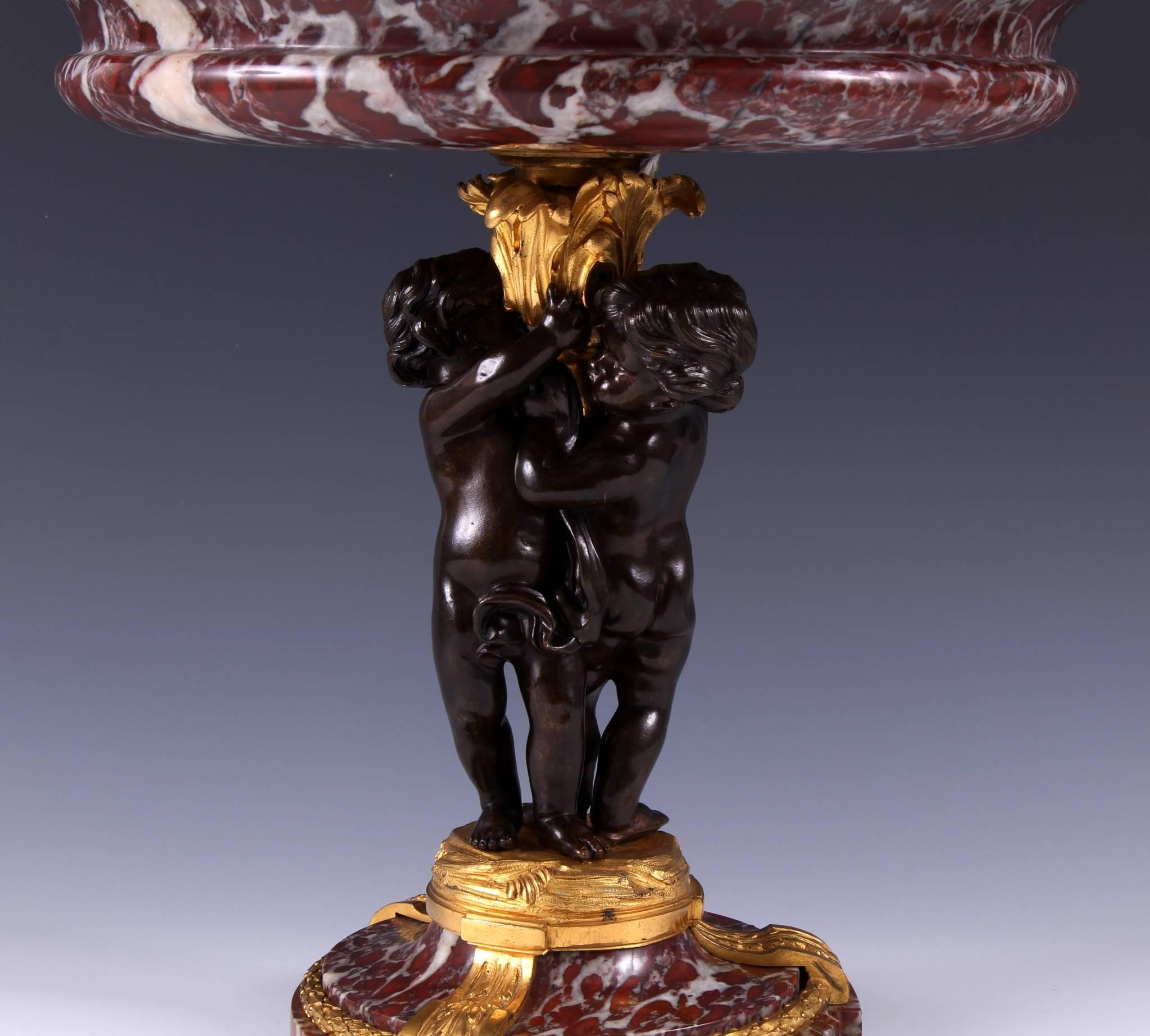 19th Century Napoleon III Russian Urals Red Jasper Bronze & Gilt Bronze Tazza 1