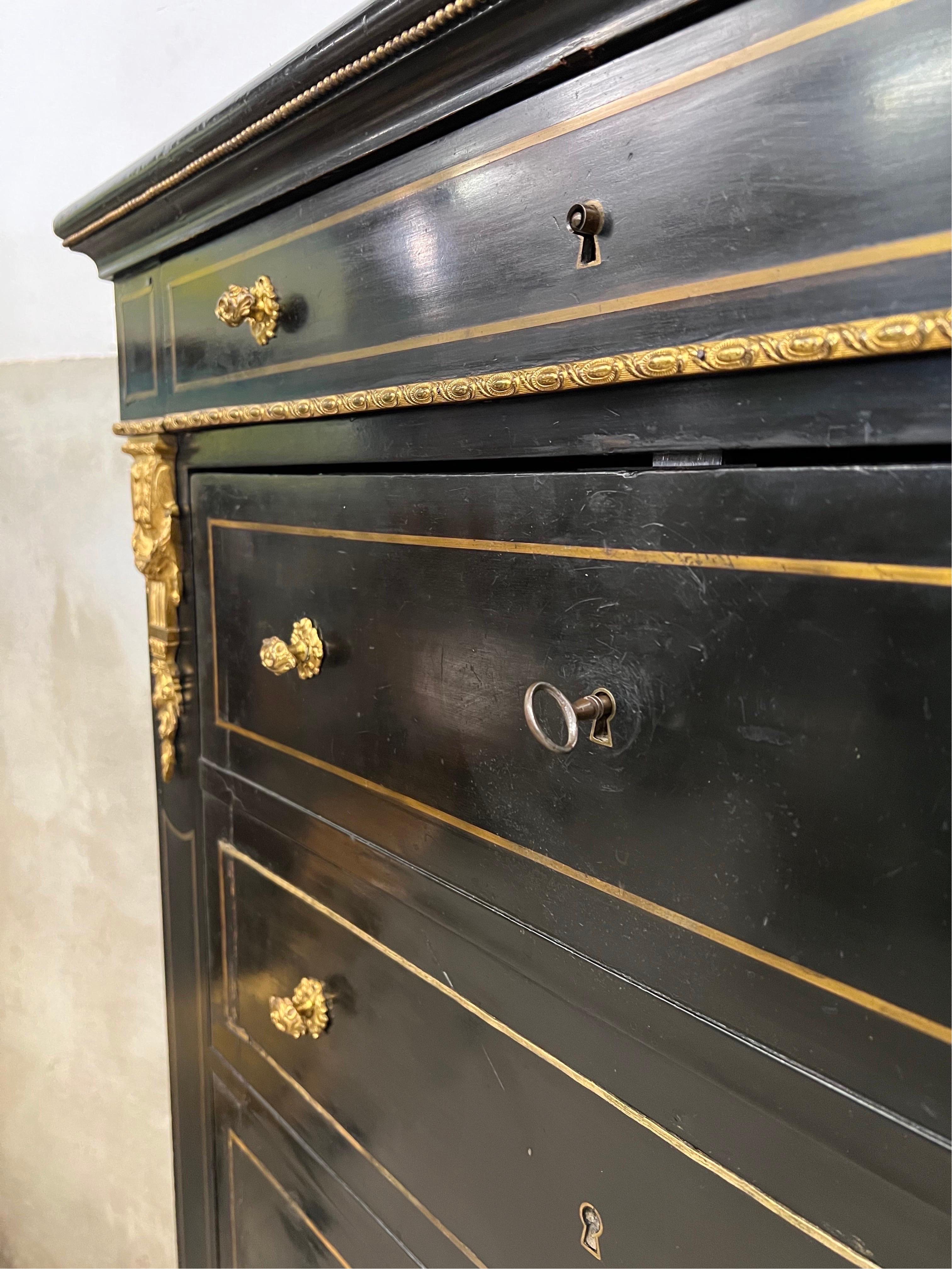 19th Century Napoleon III Secretaire á Abattant Designed as a Semainier 2