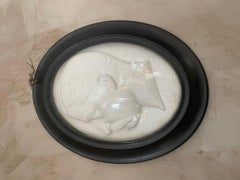 19th Century Napoleon III Signed Plaster Portrait in a Cambered Frame, 1869s