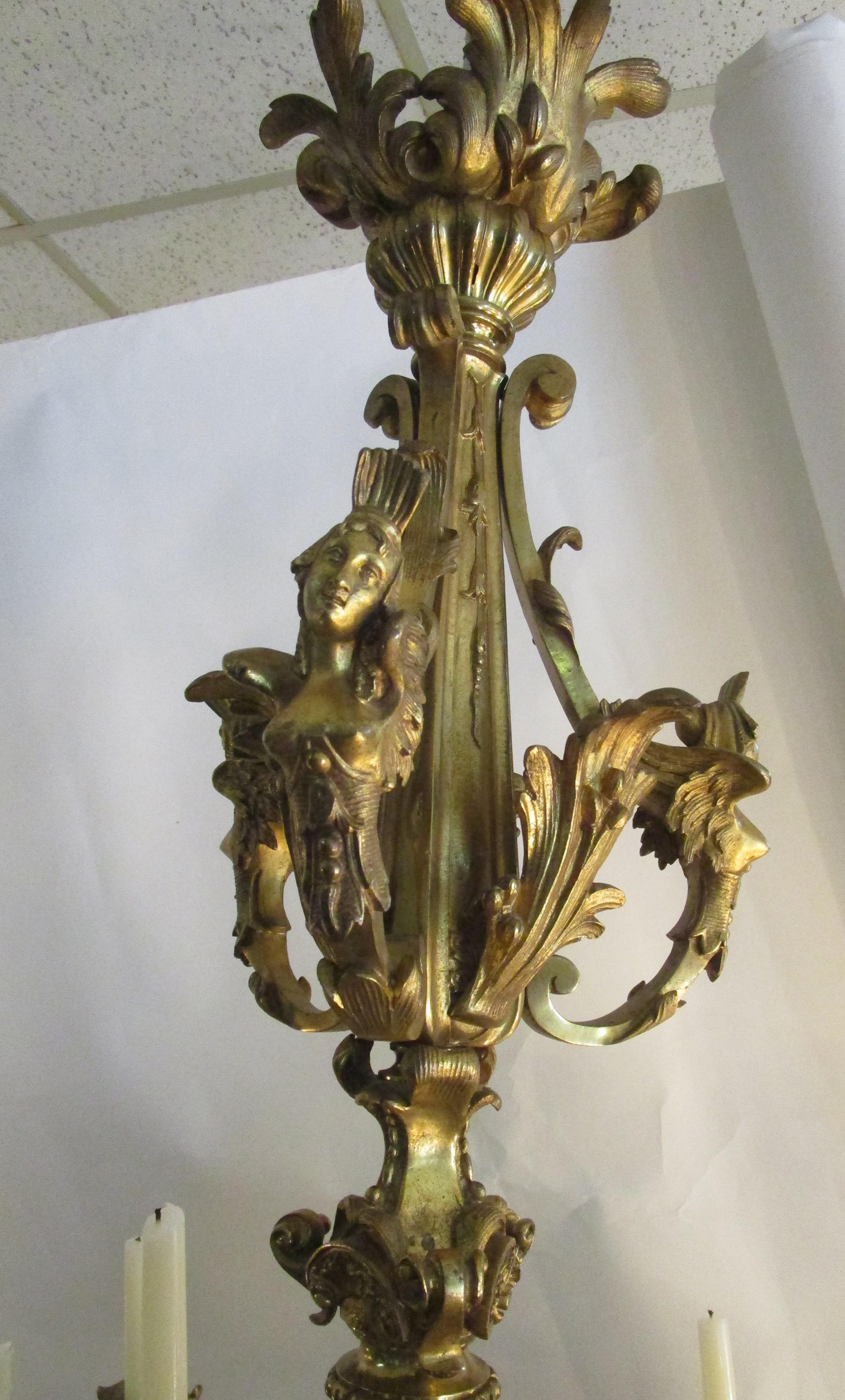 19th Century Napoleon III Signed Raulin Gilt Bronze French Chandelier 3