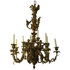 19th Century Napoleon III Signed Raulin Gilt Bronze French Chandelier