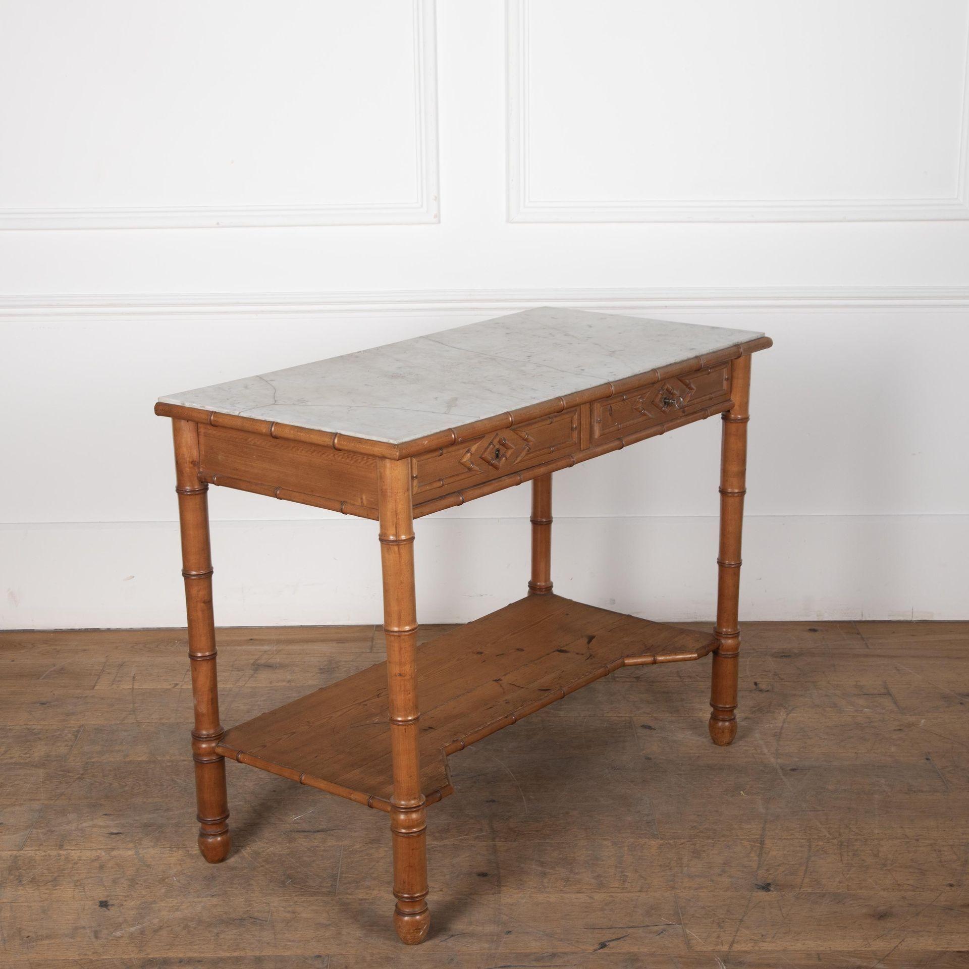 French 19th Century Napoleon III Simulated Bamboo Console Desserte For Sale