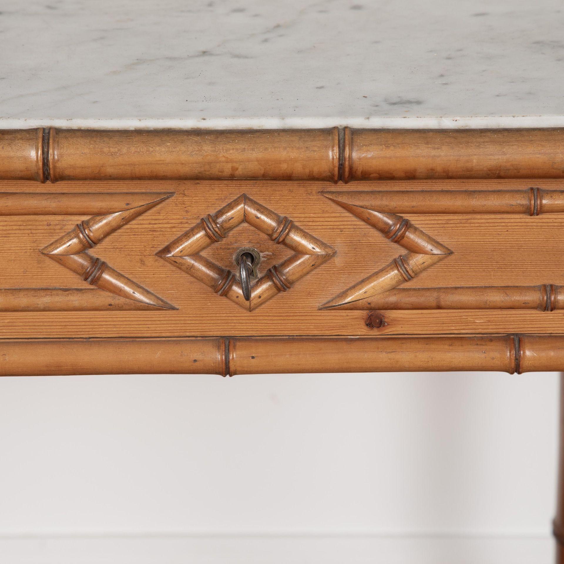 Faux Bamboo 19th Century Napoleon III Simulated Bamboo Console Desserte For Sale