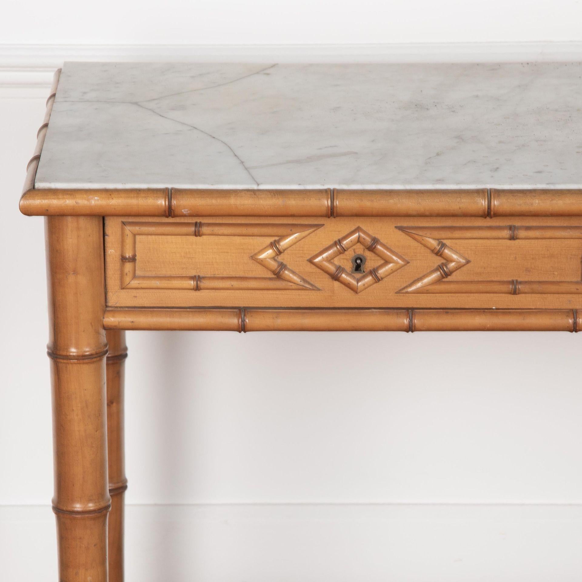 19th Century Napoleon III Simulated Bamboo Console Desserte For Sale 2