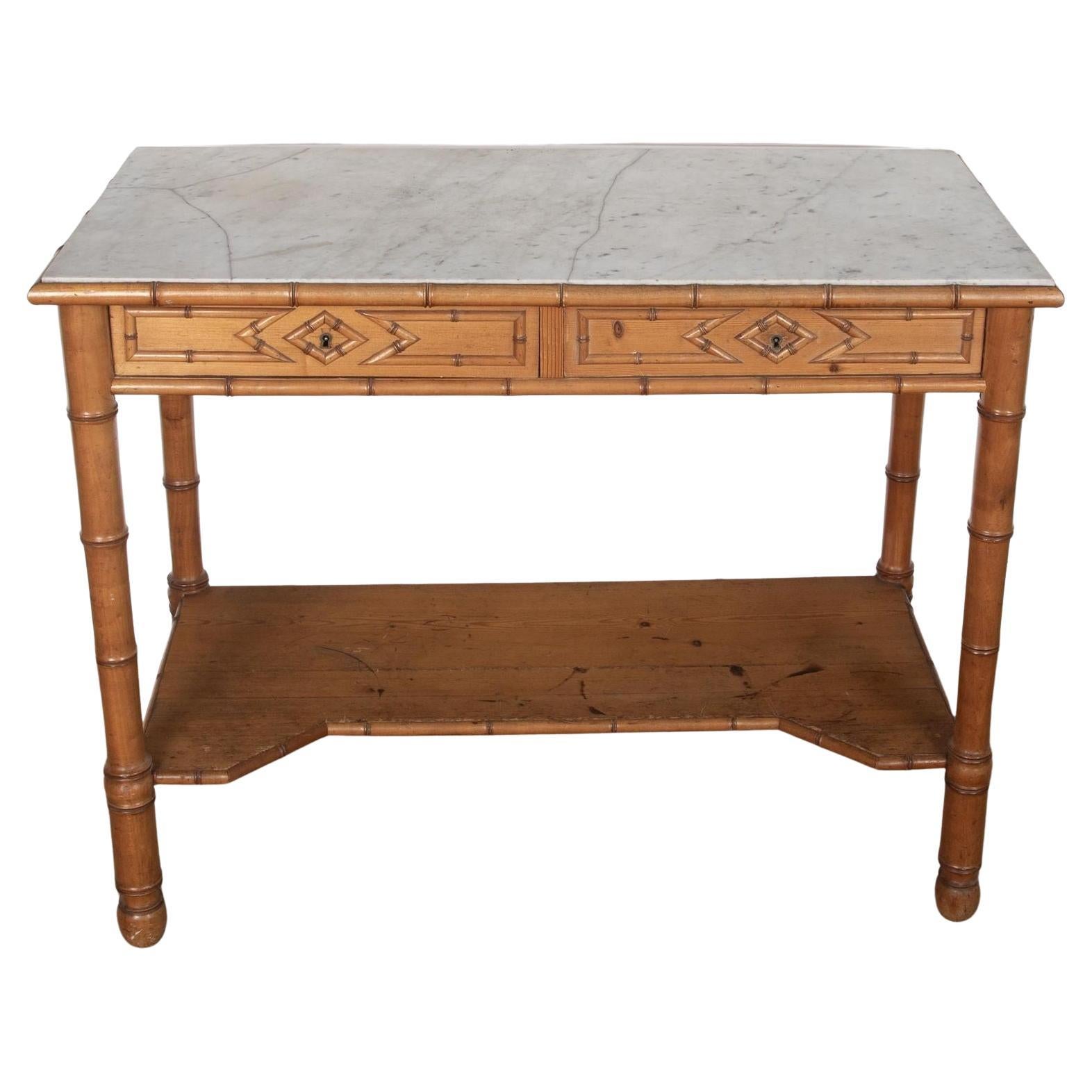 19th Century Napoleon III Simulated Bamboo Console Desserte