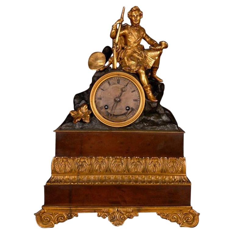 19th Century, Napoleon III Style Bronze Pendulum Chimney Clock For Sale