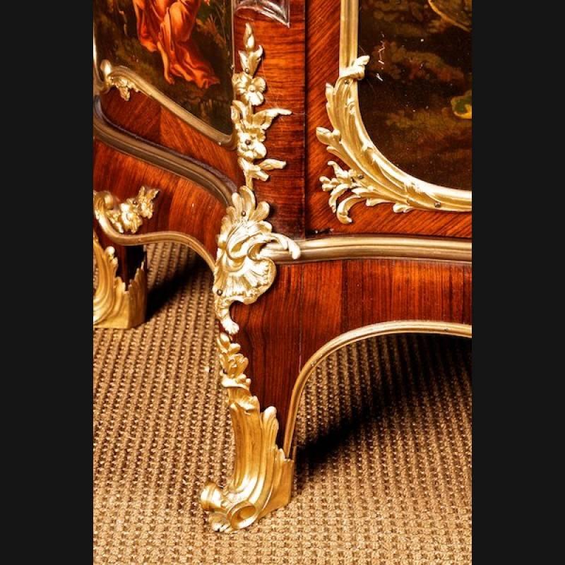 Wood 19th Century Napoleon III Style Kingwood Vernis Martin Paul Sormani Vitrine For Sale