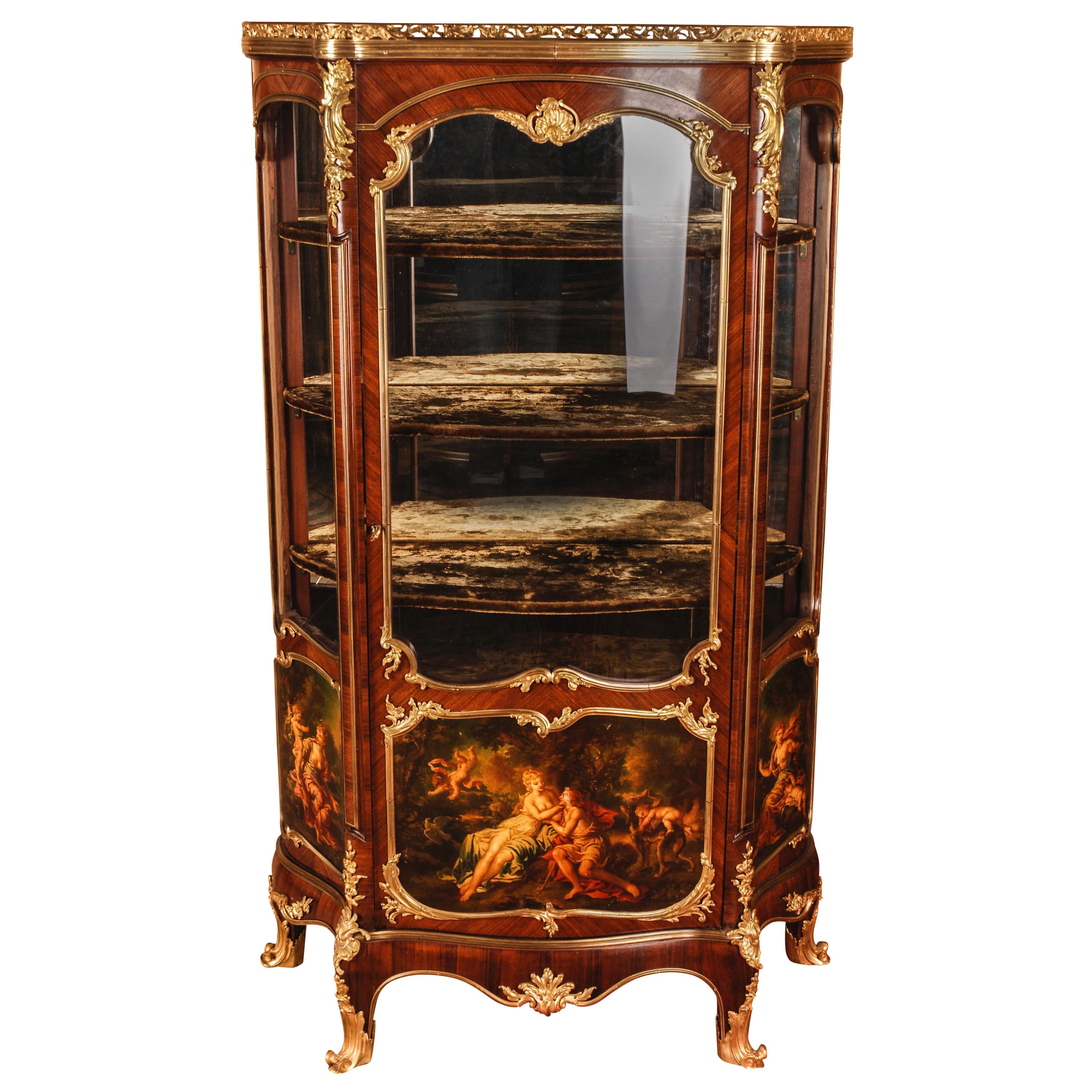 19th Century Napoleon III Style Kingwood Vernis Martin Paul Sormani Vitrine