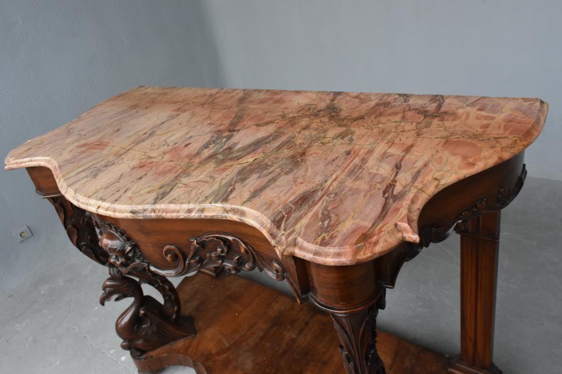 19th Century Napoleon III Style Mahogany Veneered Large Console For Sale 5