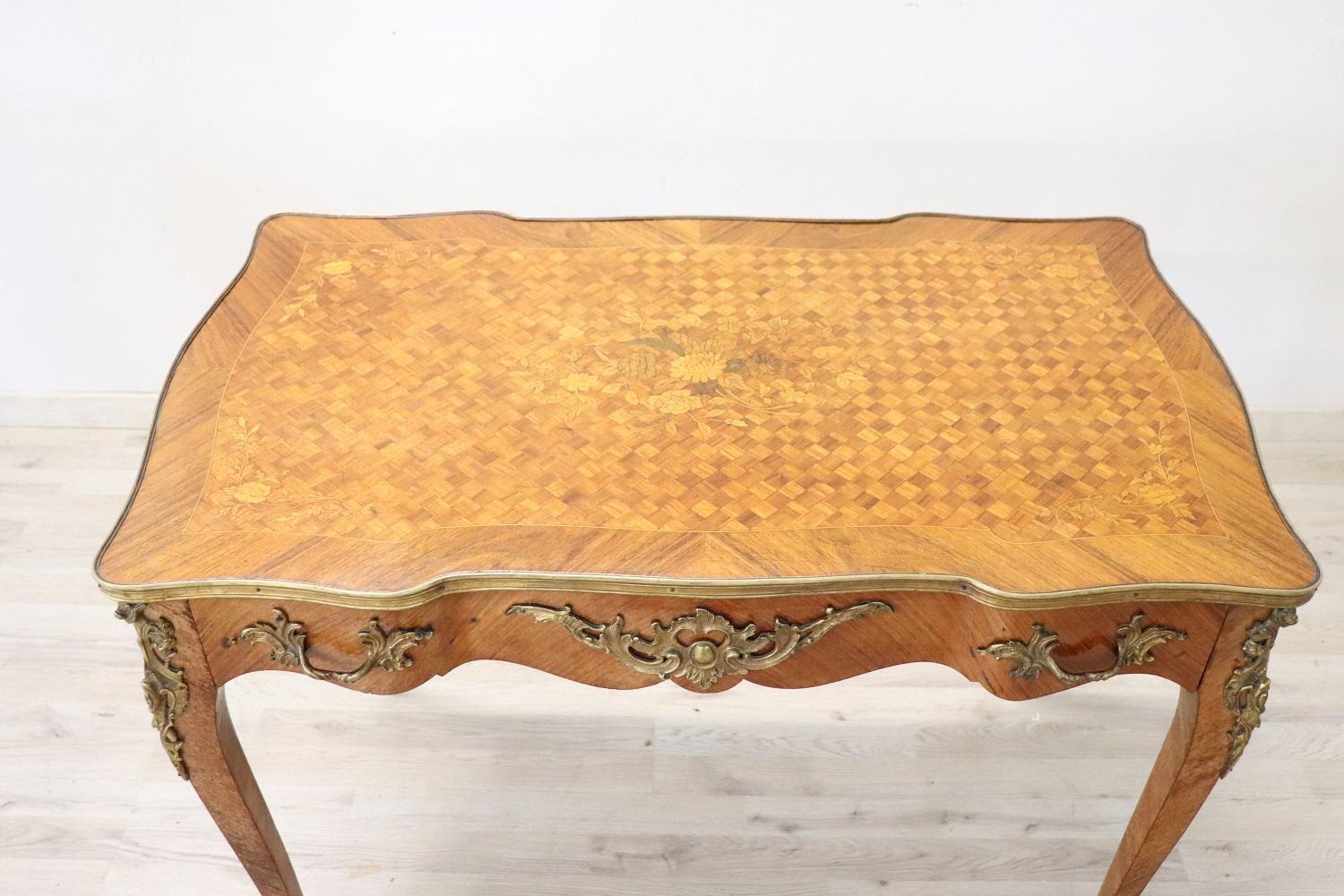 French 19th Century Napoleon III Marquetry and Gilded Bronze Writing Desk