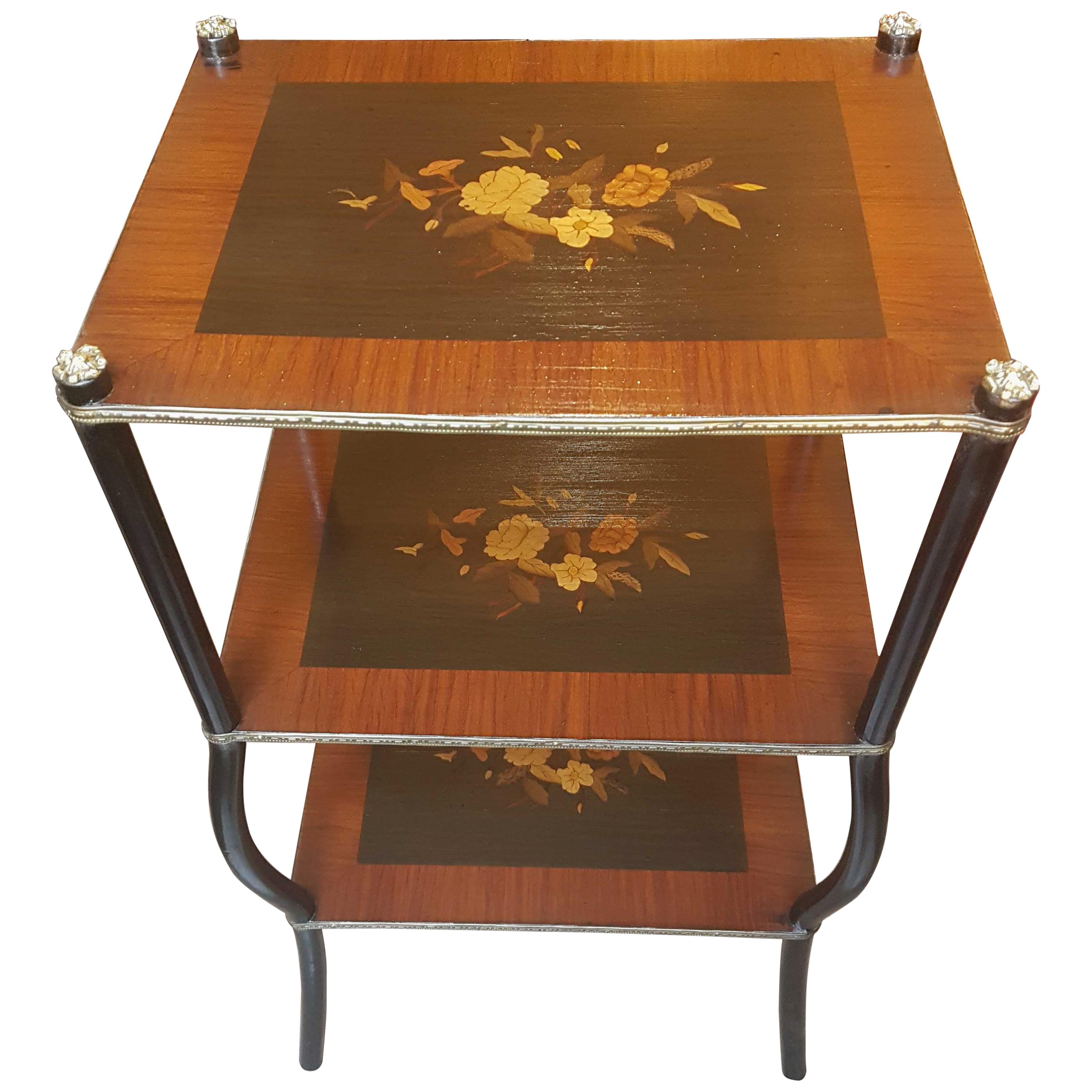 19th Century Napoleon III Three-Tier Marquetry Étagère, France, circa 1860 For Sale