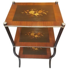 Antique 19th Century Napoleon III Three-Tier Marquetry Étagère, France, circa 1860