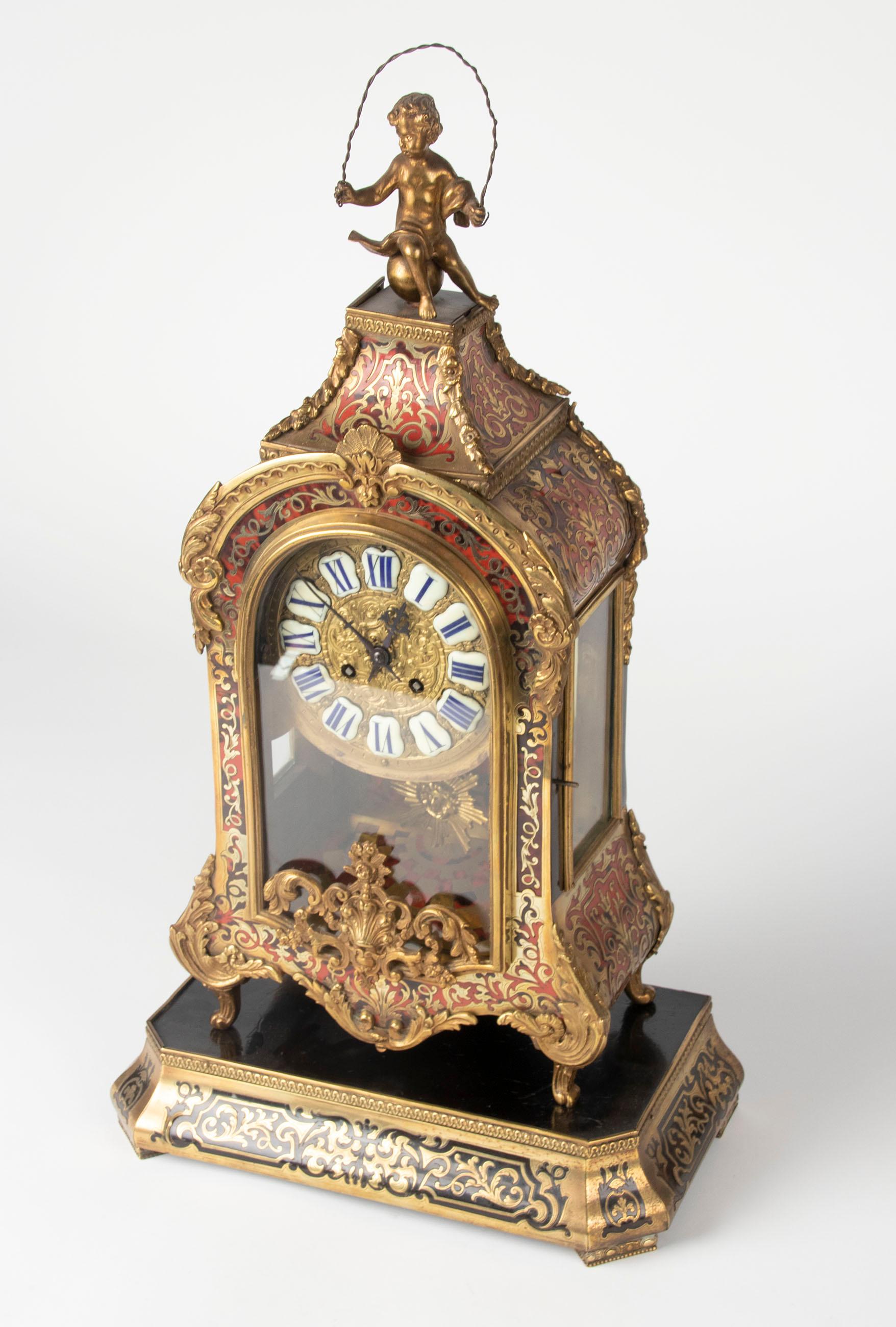 19th Century Napoleon III Tortoiseshell Boulle Clock Pendule 3