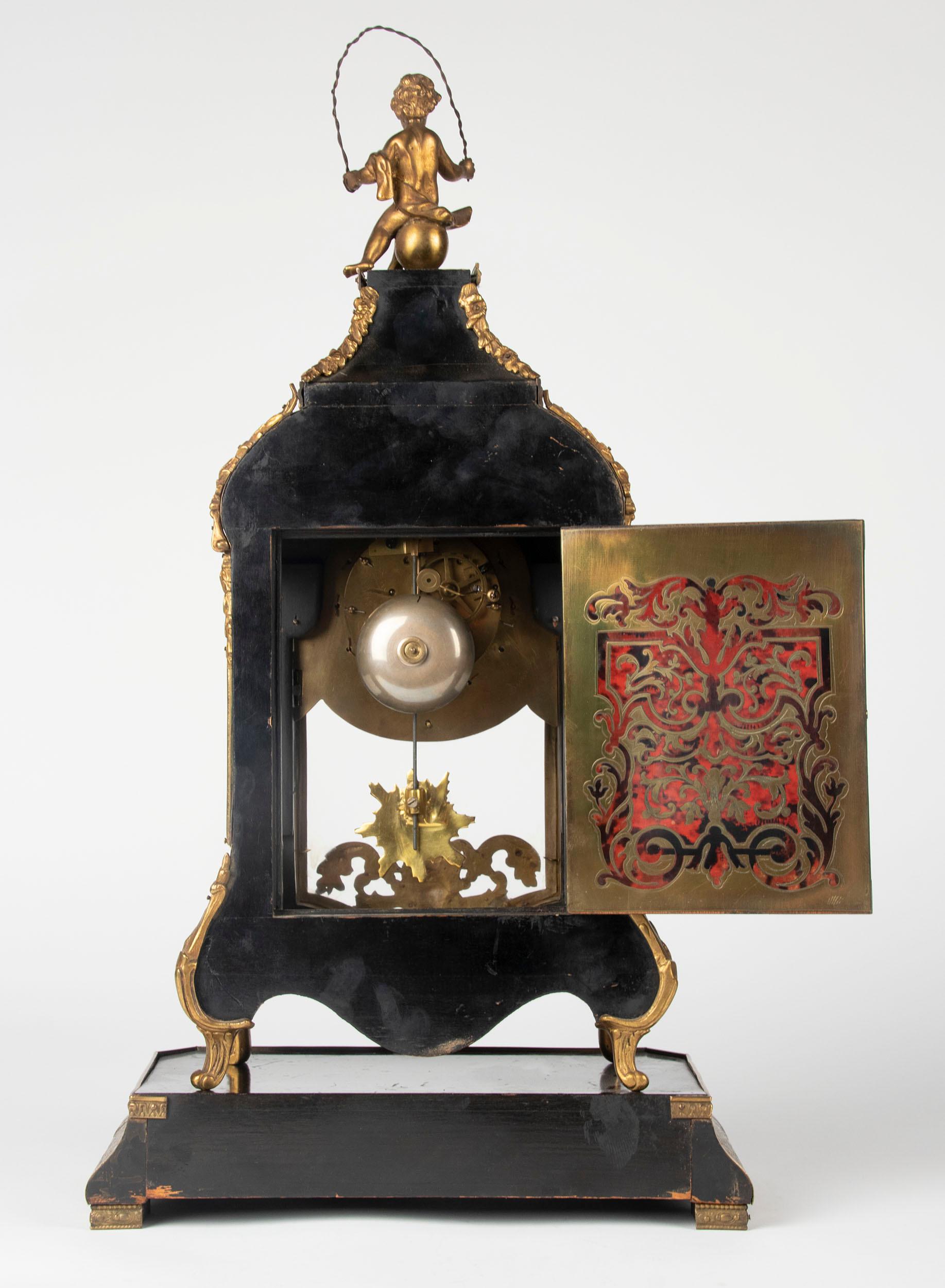 19th Century Napoleon III Tortoiseshell Boulle Clock Pendule 5