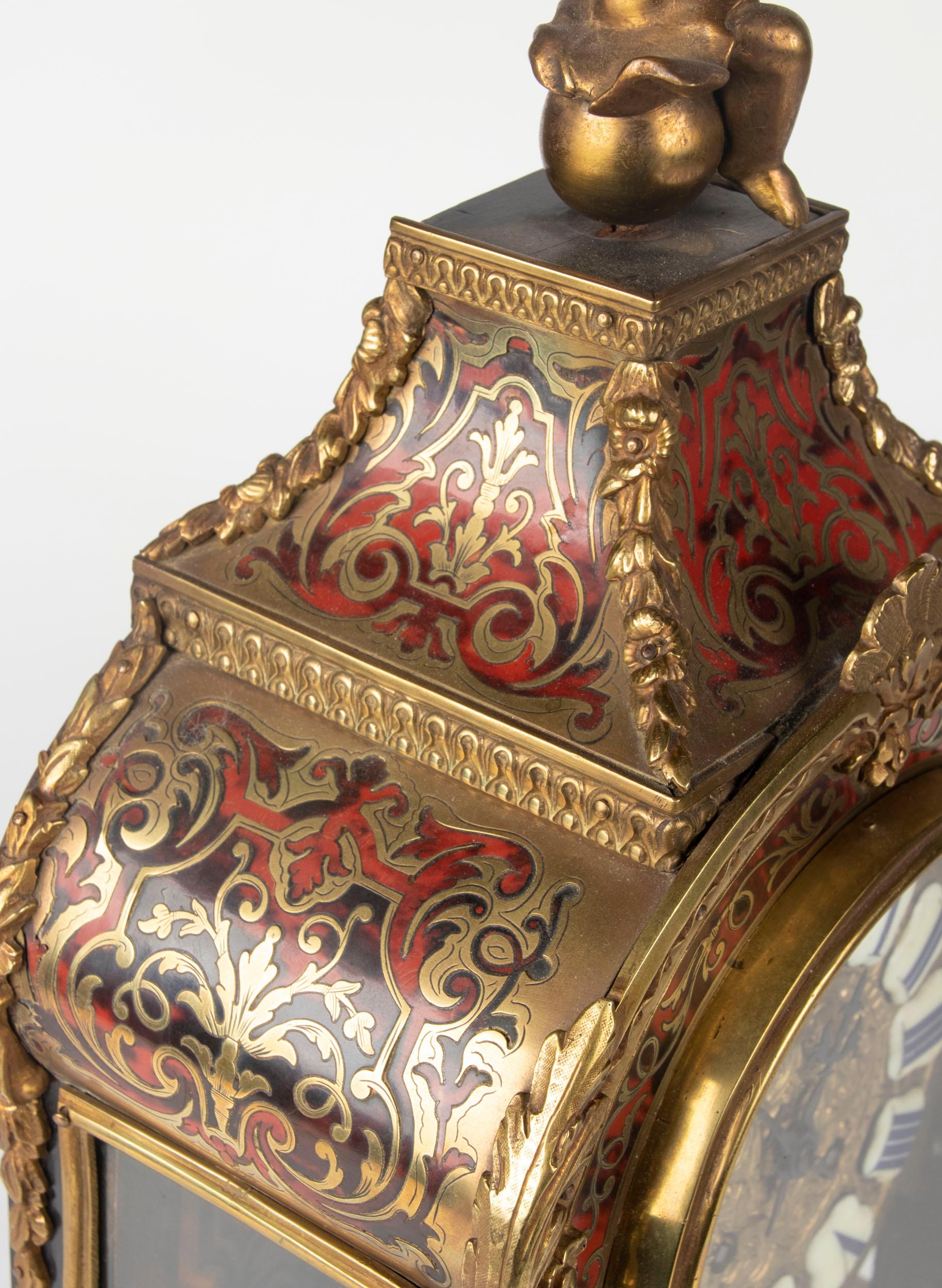 19th Century Napoleon III Tortoiseshell Boulle Clock Pendule 7