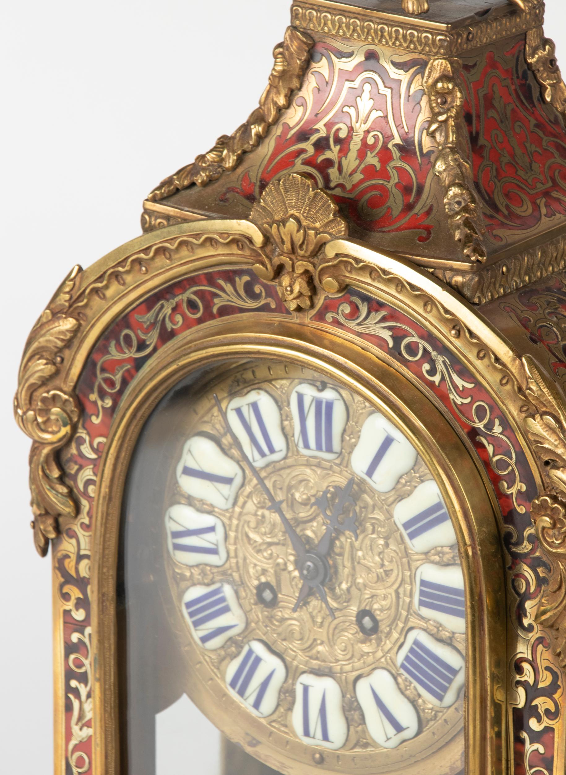19th Century Napoleon III Tortoiseshell Boulle Clock Pendule 10